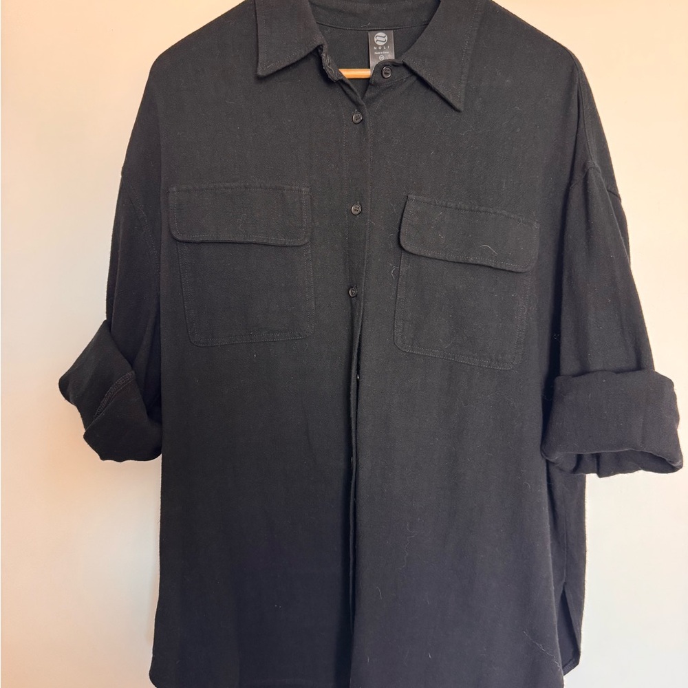 Noli Charcoal Gray Lightweight Shirt Jacket Relaxed Fit
